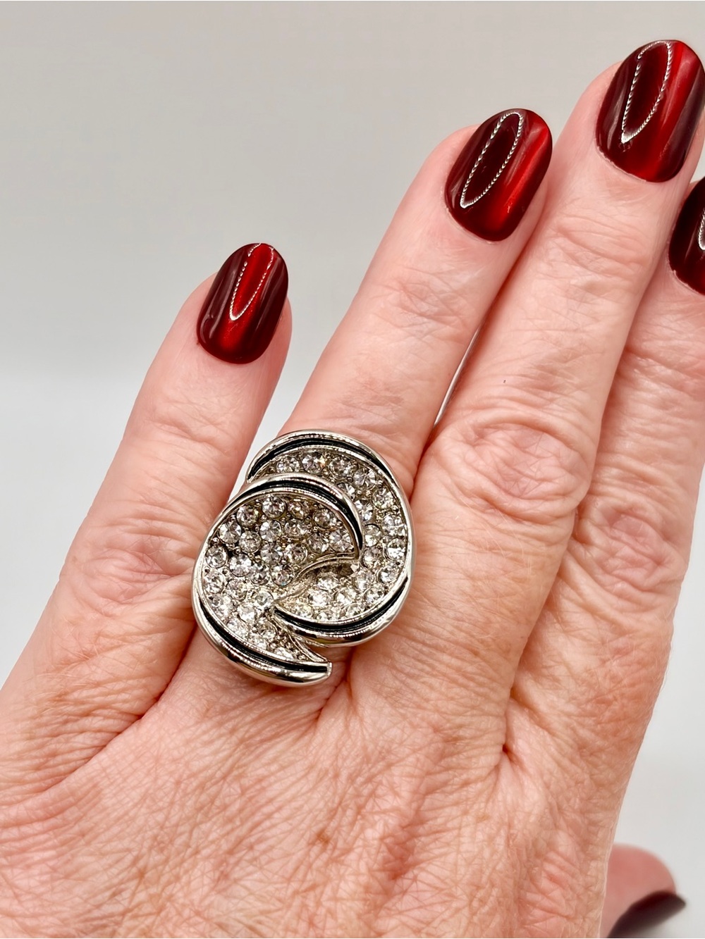 Camille Lucie Crystal Pave Swirl Statement Ring